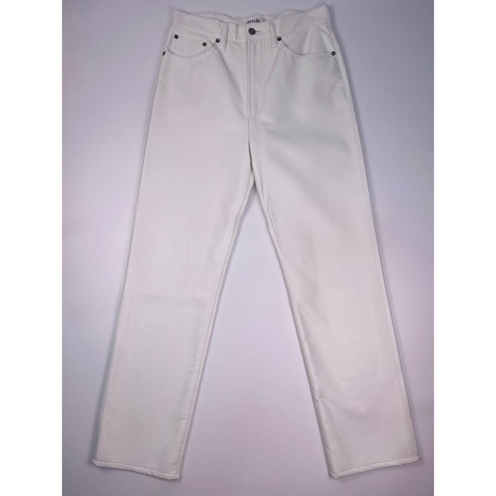 AGOLDE White Recycled Leather Straight Leg Pants Size 28 - Picture 2 of 9